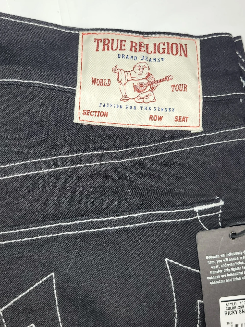 True Religion Men's Black Jeans with Signature Back Pocket Stitching NWT